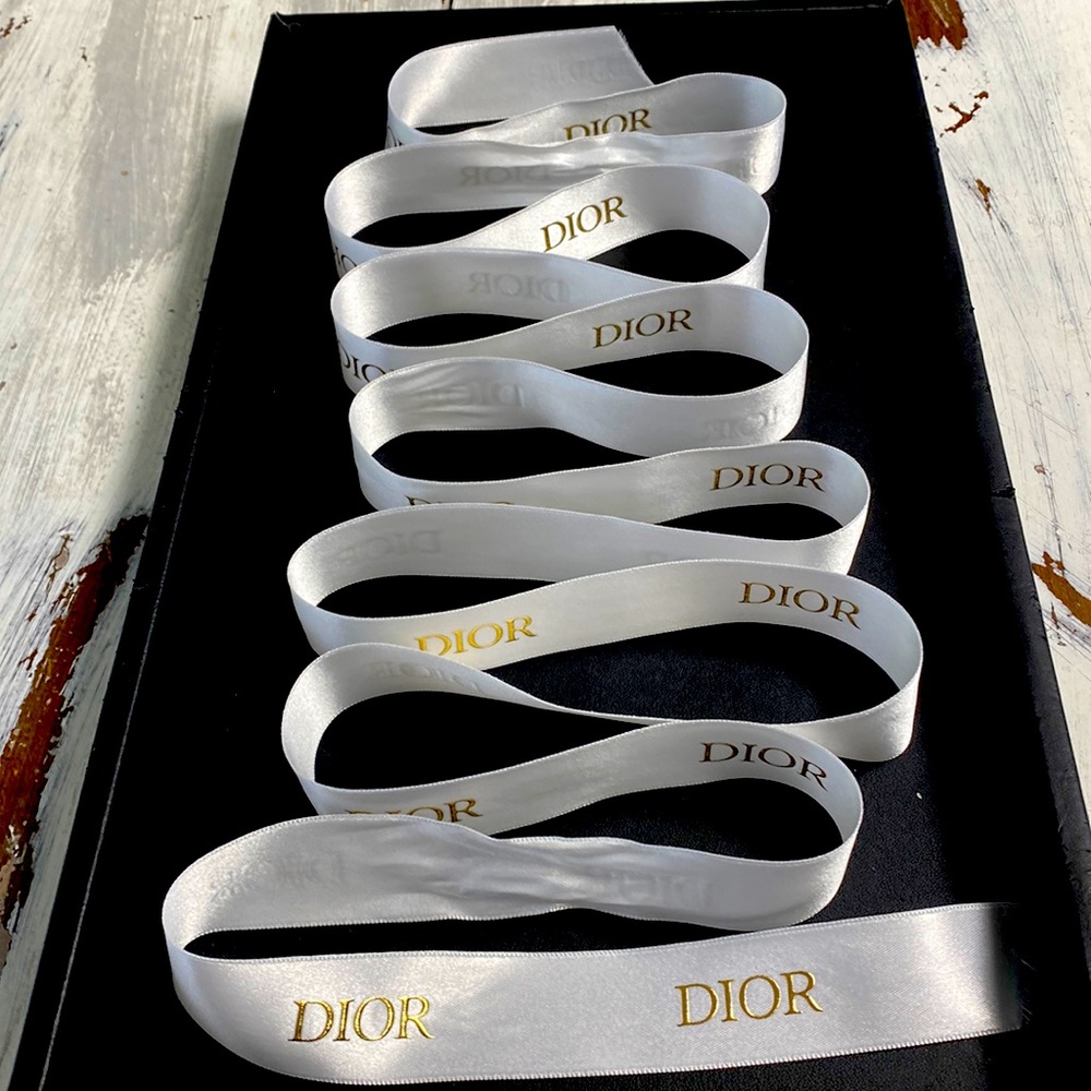 Dior Satin White and Gold Ribbon 🎀